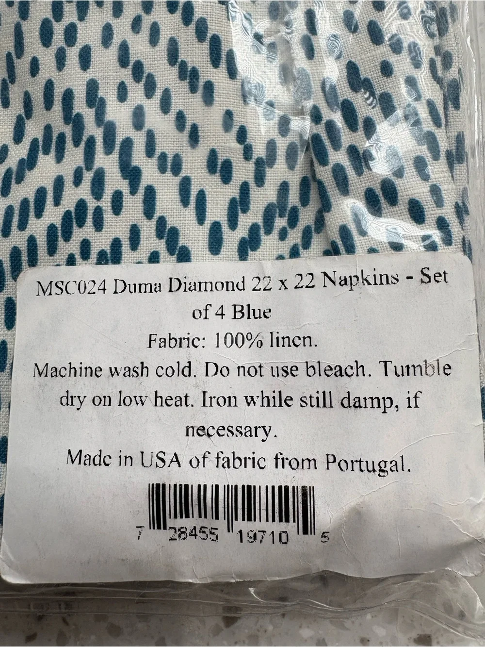 NEW Matouk Duma Diamond Linen Napkin Set- set of 4 - in blue